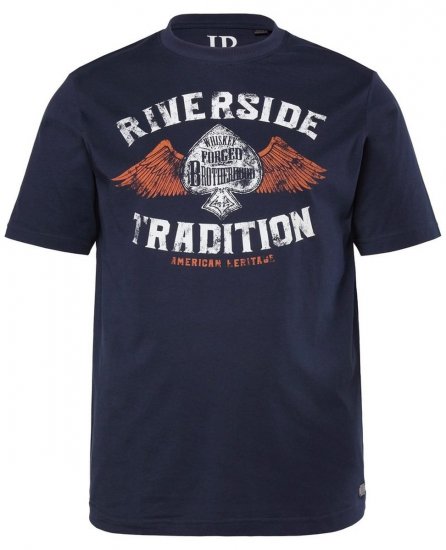 JP1880 T-Shirt Short Sleeve Chest Print Navy - Pólók - Nagyméretű pólók - 2XL-14XL