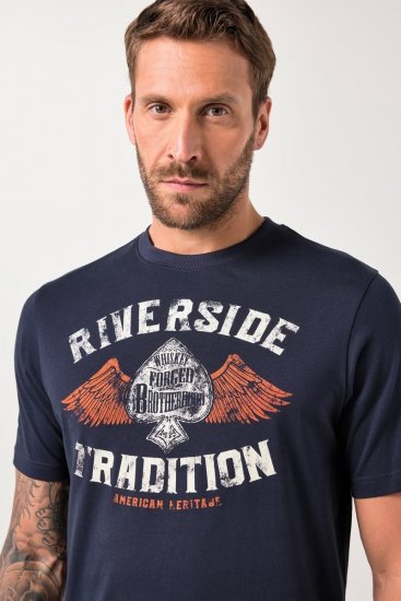JP1880 T-Shirt Short Sleeve Chest Print Navy - Pólók - Nagyméretű pólók - 2XL-14XL