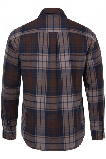 JP1880 Shirt Flannel Long Sleeve Dark Brown - Ingek - Ingek 2XL-10XL