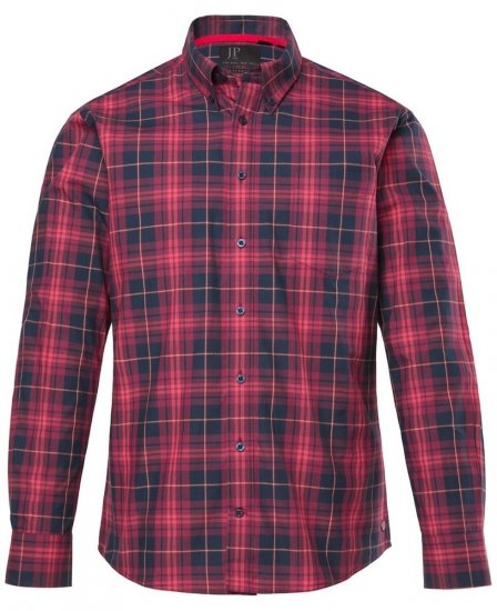 JP1880 Checked Shirt Long Sleeve Red - Ingek - Ingek 2XL-10XL