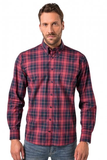 JP1880 Checked Shirt Long Sleeve Red - Ingek - Ingek 2XL-10XL