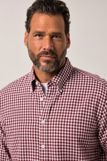 JP1880 Checked Flannel Shirt Long Sleeve Light Red - Ingek - Ingek 2XL-10XL
