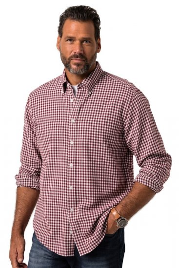 JP1880 Checked Flannel Shirt Long Sleeve Light Red - Ingek - Ingek 2XL-10XL