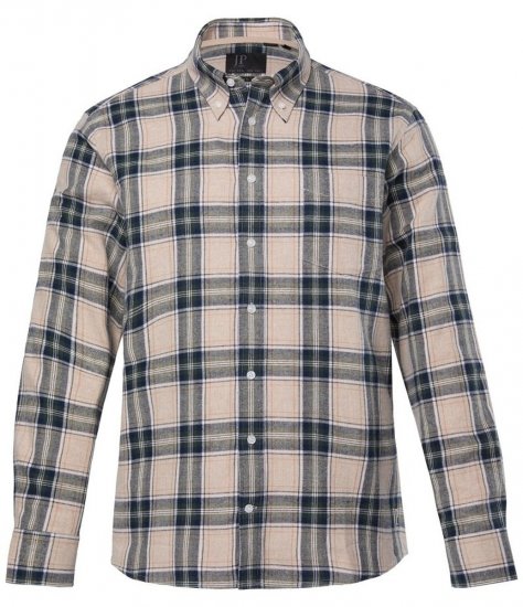 JP1880 Checked Flannel Shirt Long Sleeve Dark Dusty Pink - Ingek - Ingek 2XL-10XL
