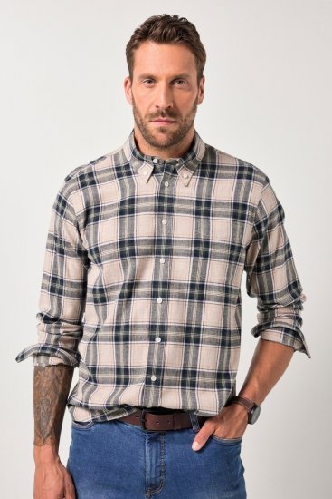 JP1880 Checked Flannel Shirt Long Sleeve Dark Dusty Pink - Ingek - Ingek 2XL-10XL