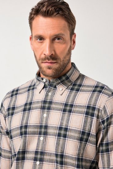 JP1880 Checked Flannel Shirt Long Sleeve Dark Dusty Pink - Ingek - Ingek 2XL-10XL