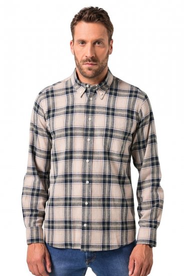 JP1880 Checked Flannel Shirt Long Sleeve Dark Dusty Pink - Ingek - Ingek 2XL-10XL