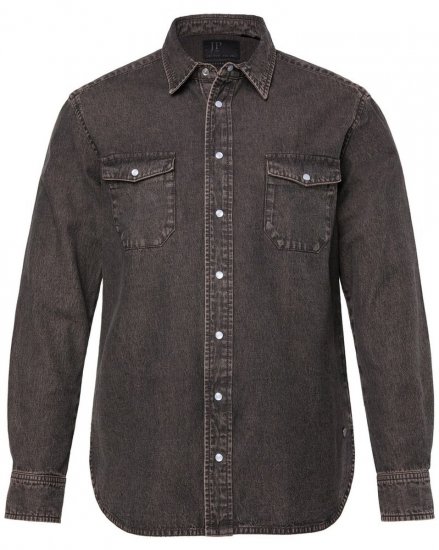 JP1880 Denim Shirt Flexnamic Dark Brown - Ingek - Ingek 2XL-10XL
