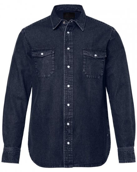 JP1880 Denim Shirt Flexnamic Long Sleeve Navy - Ingek - Ingek 2XL-10XL