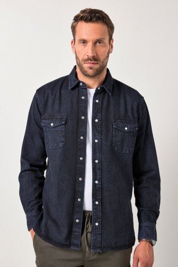 JP1880 Denim Shirt Flexnamic Long Sleeve Navy - Ingek - Ingek 2XL-10XL