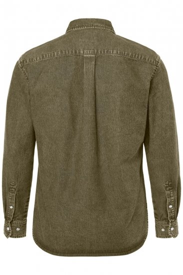 JP1880 Denim Shirt Long Sleeve Olive Green - Ingek - Ingek 2XL-10XL