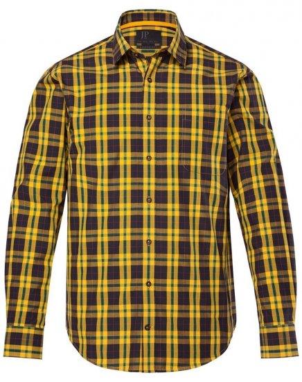 JP1880 Checked Shirt Long Sleeve Kent Collar Curry - Ingek - Ingek 2XL-10XL