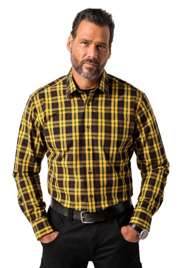 JP1880 Checked Shirt Long Sleeve Kent Collar Curry - Ingek - Ingek 2XL-10XL