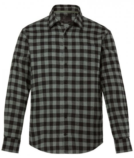 JP1880 Checked Flannel Shirt Long Sleeve Eucalyptus Green - Ingek - Ingek 2XL-10XL