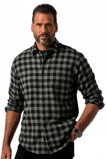 JP1880 Checked Flannel Shirt Long Sleeve Eucalyptus Green - Ingek - Ingek 2XL-10XL