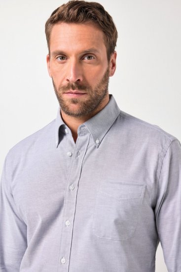 JP1880 Oxford Shirt Flexnamic Long Sleeve Grey - Ingek - Ingek 2XL-10XL