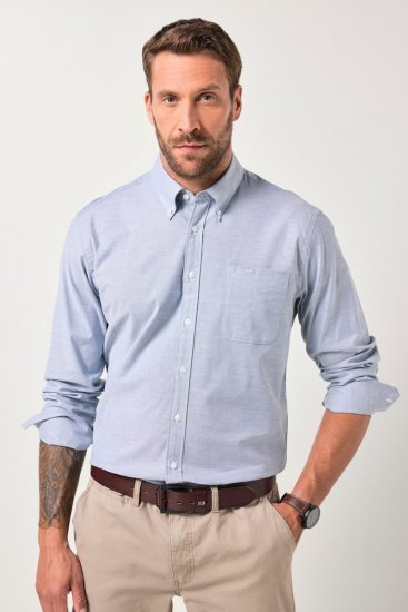 JP1880 Oxford Shirt Flexnamic Long Sleeve Ash Turquoise - Ingek - Ingek 2XL-10XL