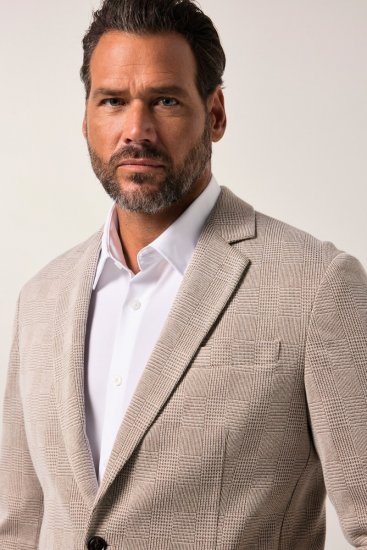 JP1880 Jacket Business Checked Beige - Öltönyök - Nagyméretű öltönyök