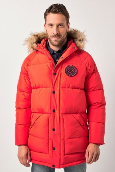 JP1880 Parka Quilted Faux Fur Hood Red - Kabátok - Nagyméretű Kabátok - 2XL-8XL