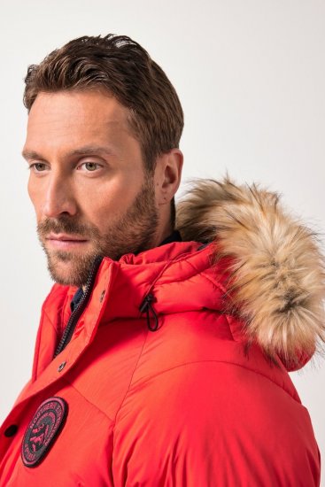 JP1880 Parka Quilted Faux Fur Hood Red - Kabátok - Nagyméretű Kabátok - 2XL-8XL