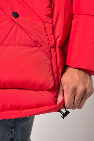 JP1880 Parka Quilted Faux Fur Hood Red - Kabátok - Nagyméretű Kabátok - 2XL-8XL