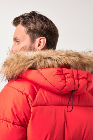 JP1880 Parka Quilted Faux Fur Hood Red - Kabátok - Nagyméretű Kabátok - 2XL-8XL