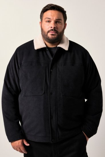 Men+ 545 Dzseki teddy gallérral Fekete - Kabátok - Nagyméretű Kabátok - 2XL-8XL