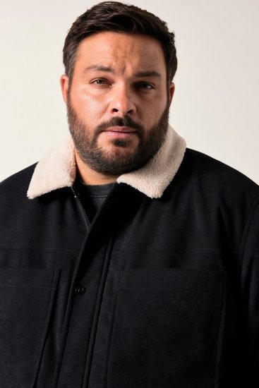 Men+ 545 Dzseki teddy gallérral Fekete - Kabátok - Nagyméretű Kabátok - 2XL-8XL