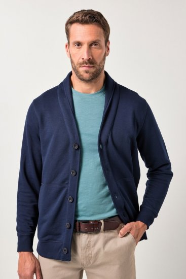 JP1880 Sweat Jacket Shawl Collar Navy - Pulóverek & kapucnis pulóverek - Pulóverek & Kapucnis pulóver 2XL-12XL