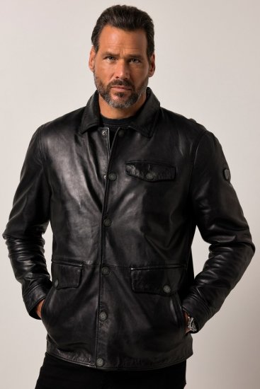 JP1880 Leather Jacket Finest Lamb Nappa Black - Kabátok - Nagyméretű Kabátok - 2XL-8XL