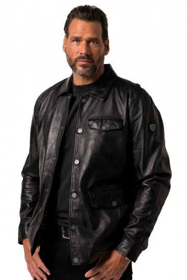 JP1880 Leather Jacket Finest Lamb Nappa Black - Kabátok - Nagyméretű Kabátok - 2XL-8XL