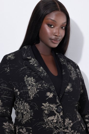 Ulla Popken 841901 Mintás blézer Fekete - Blézerek - Blézerek plus size méretben nőknek