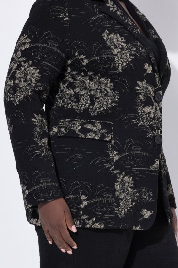 Ulla Popken 841901 Mintás blézer Fekete - Blézerek - Blézerek plus size méretben nőknek
