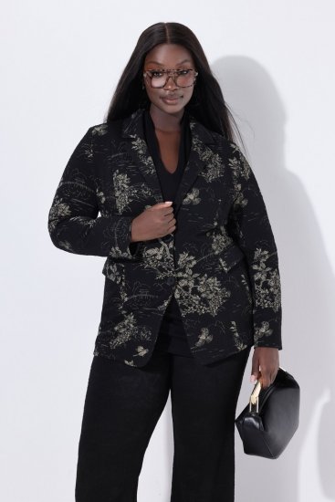 Ulla Popken 841901 Mintás blézer Fekete - Blézerek - Blézerek plus size méretben nőknek