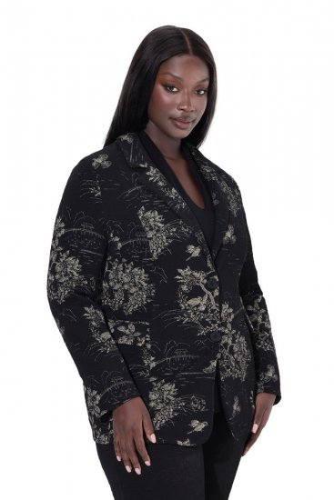 Ulla Popken 841901 Mintás blézer Fekete - Blézerek - Blézerek plus size méretben nőknek