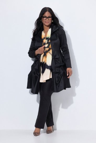 Ulla Popken 842028 Peplum blézer redőkkel Fekete - Blézerek - Blézerek plus size méretben nőknek