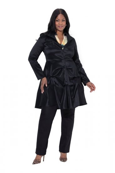 Ulla Popken 842028 Peplum blézer redőkkel Fekete - Blézerek - Blézerek plus size méretben nőknek