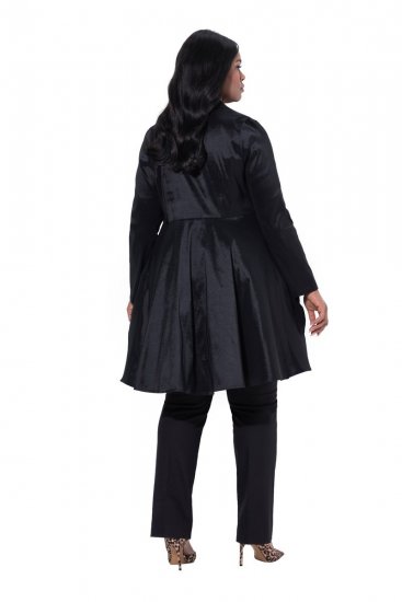 Ulla Popken 842028 Peplum blézer redőkkel Fekete - Blézerek - Blézerek plus size méretben nőknek