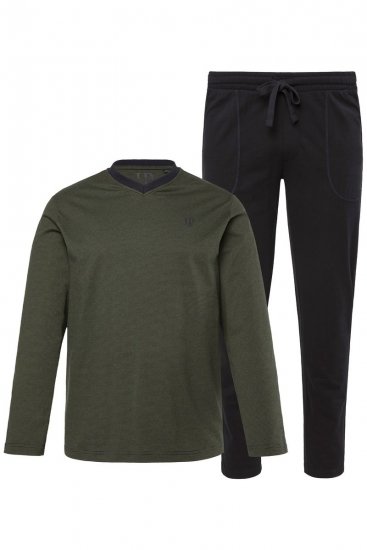 JP1880 Pyjamas Two-piece Striped Dark Green - Alsónemű & strandruhák - Nagyméretű Alsónemű 2XL-8XL