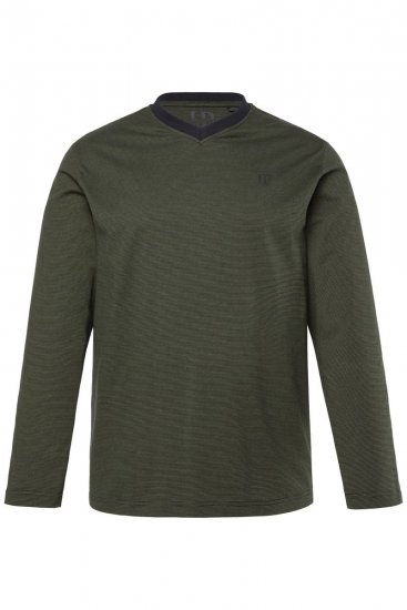JP1880 Pyjamas Two-piece Striped Dark Green - Alsónemű & strandruhák - Nagyméretű Alsónemű 2XL-8XL