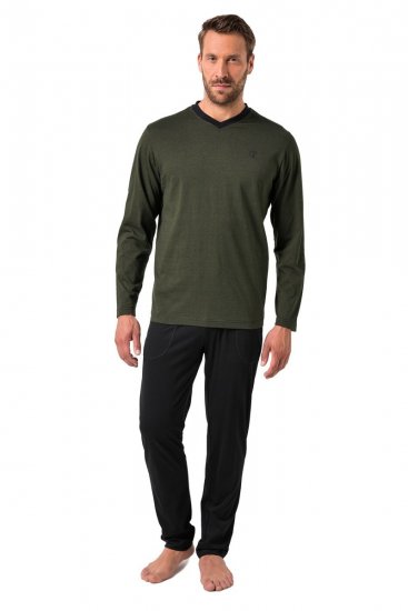 JP1880 Pyjamas Two-piece Striped Dark Green - Alsónemű & strandruhák - Nagyméretű Alsónemű 2XL-8XL