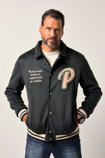 JP1880 Blouson Velour with Chest Embroidery Dark Green - Kabátok - Nagyméretű Kabátok - 2XL-8XL