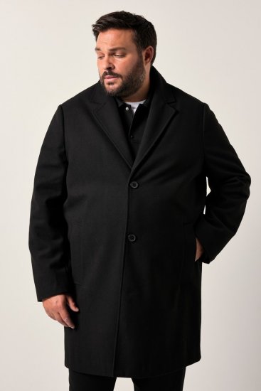 Men+ 482 Vízlepergető gyapjú hatású kabát Fekete - Kabátok - Nagyméretű Kabátok - 2XL-8XL