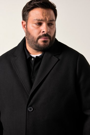 Men+ 482 Vízlepergető gyapjú hatású kabát Fekete - Kabátok - Nagyméretű Kabátok - 2XL-8XL