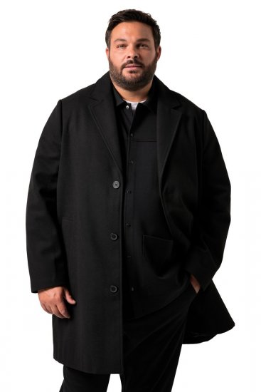 Men+ 482 Vízlepergető gyapjú hatású kabát Fekete - Kabátok - Nagyméretű Kabátok - 2XL-8XL