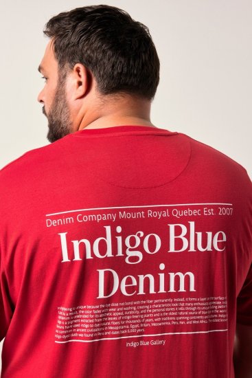 Men+ 500 Póló Indigo Blue Denim Sötétpiros - Pólók - Nagyméretű pólók - 2XL-14XL