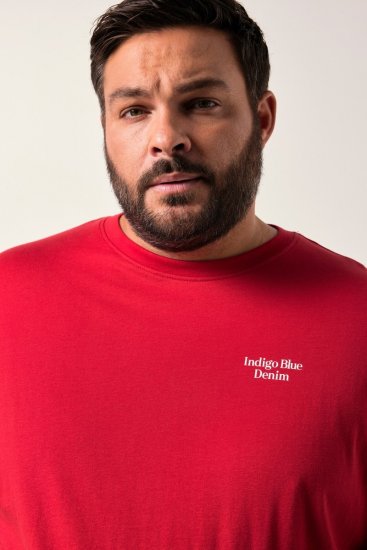 Men+ 500 Póló Indigo Blue Denim Sötétpiros - Pólók - Nagyméretű pólók - 2XL-14XL