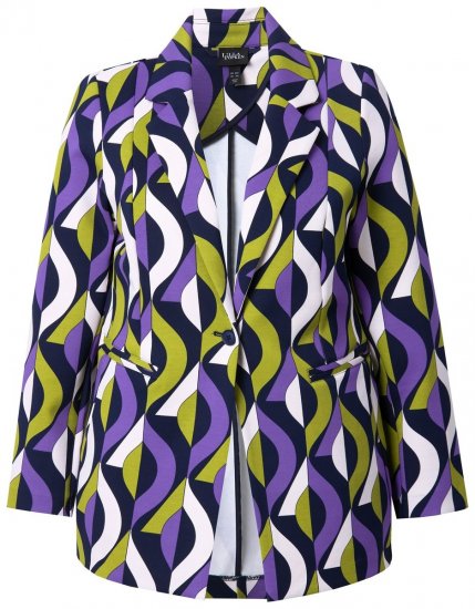 Ulla Popken 842680 Mintás punto di Roma jersey blézer Sötétkék - Blézerek - Blézerek plus size méretben nőknek
