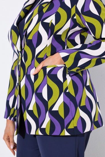Ulla Popken 842680 Mintás punto di Roma jersey blézer Sötétkék - Blézerek - Blézerek plus size méretben nőknek