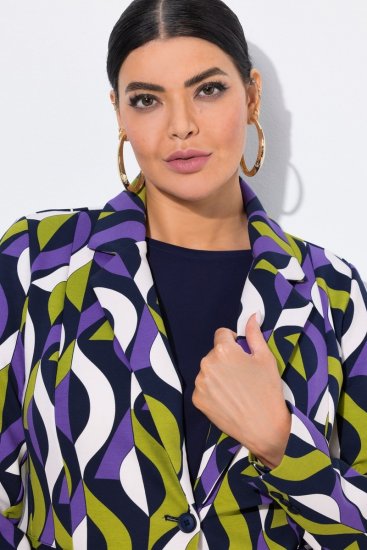 Ulla Popken 842680 Mintás punto di Roma jersey blézer Sötétkék - Blézerek - Blézerek plus size méretben nőknek